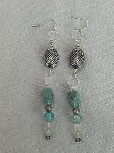Pair of Handmade Bespoke Silver Plated Beaded Dangle Earrings
