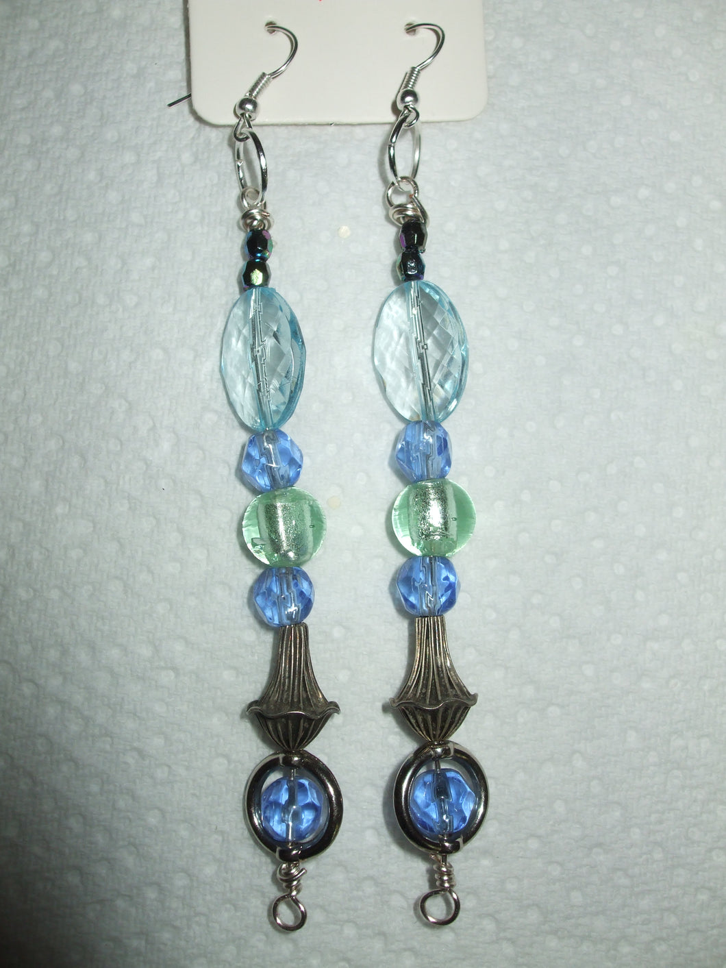 Pair of Handmade Silver Plated Beaded Dangle Earrings