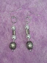 Load image into Gallery viewer, Pair of Handmade Bespoke Silver Plated Pearl Beaded Dangle Earrings - Wedding
