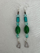 Load image into Gallery viewer, Pair of Handmade Bespoke Silver Plated Beaded Dangle Earrings - Hearts
