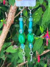 Load image into Gallery viewer, Pair of Handmade Bespoke Silver Plated Beaded Dangle Earrings - Hearts
