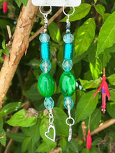 Load image into Gallery viewer, Pair of Handmade Bespoke Silver Plated Beaded Dangle Earrings - Hearts
