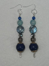 Load image into Gallery viewer, Pair of Handmade Bespoke Silver Plated Beaded Dangle Earrings - Blues
