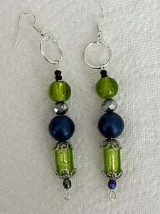 Pair of Handmade Bespoke Silver Plated Beaded Dangle Earrings