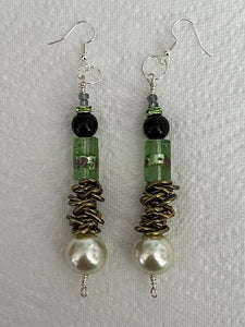 Pair of Handmade Bespoke Silver Plated Beaded Dangle Earrings