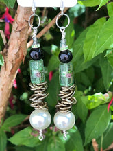 Load image into Gallery viewer, Pair of Handmade Bespoke Silver Plated Beaded Dangle Earrings
