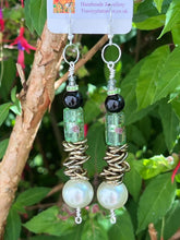 Load image into Gallery viewer, Pair of Handmade Bespoke Silver Plated Beaded Dangle Earrings
