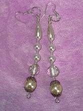 Load image into Gallery viewer, Pair of Handmade Bespoke Silver Plated Beaded Pearl Dangle Earrings - Wedding
