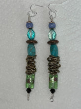 Load image into Gallery viewer, Pair of Handmade Bespoke Silver Plated Beaded Dangle Earrings
