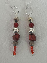 Load image into Gallery viewer, Pair of Handmade Bespoke Silver Plated Beaded Dangle Earrings
