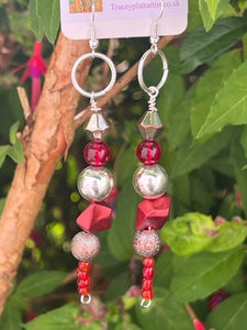 Pair of Handmade Bespoke Silver Plated Beaded Dangle Earrings