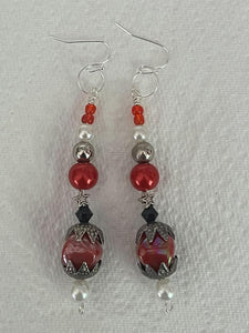 Pair of Handmade Bespoke Silver Plated Beaded Dangle Earrings