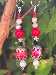 Pair of Handmade Bespoke Silver Plated Beaded Dangle Earrings