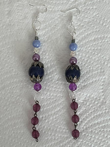 Pair of Handmade Bespoke Silver Plated Beaded Dangle Earrings