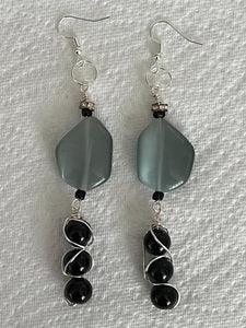 Pair of Handmade Bespoke Silver Plated Beaded Dangle Earrings