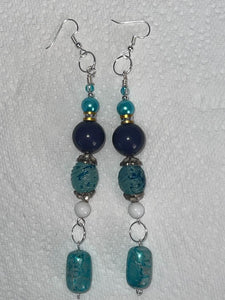 Pair of Handmade Bespoke Silver Plated Beaded Dangle Earrings