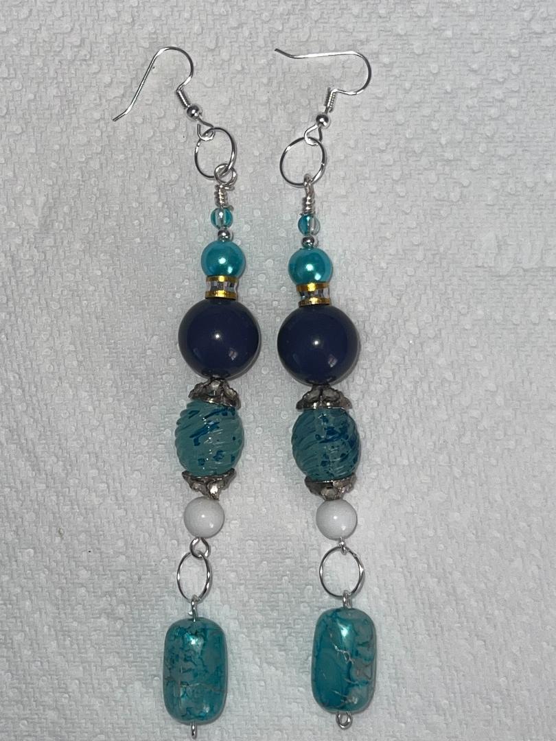 Pair of Handmade Bespoke Silver Plated Beaded Dangle Earrings