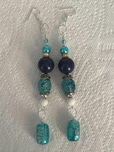 Load image into Gallery viewer, Pair of Handmade Bespoke Silver Plated Beaded Dangle Earrings
