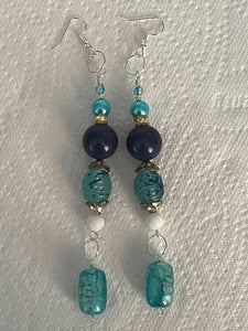 Pair of Handmade Bespoke Silver Plated Beaded Dangle Earrings