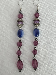 Pair of Handmade Bespoke Silver Plated Beaded Dangle Earrings