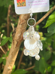 Handmade Bespoke Silver Plated Mono Single Beaded Pearl Dangle Earring - Wedding