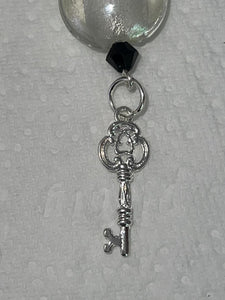 Handmade Bespoke Silver Plated Mono Single Beaded Dangle Earring - Key to the Door