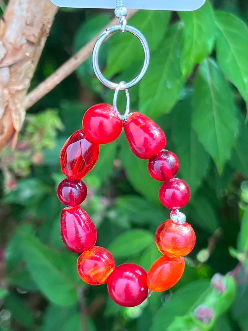 Handmade Bespoke Silver Plated Mono Single Beaded Hoop Earring