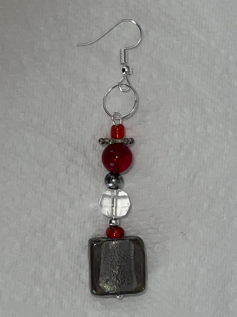 Handmade Bespoke Silver Plated Mono Single Beaded Dangle Earring