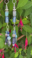 Load and play video in Gallery viewer, Pair of Handmade Bespoke Silver Plated Beaded Dangle Earrings - Blues &amp; Silver
