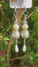 Load and play video in Gallery viewer, Pair of Handmade Bespoke Pearl Beaded Dangle Earrings - Wedding
