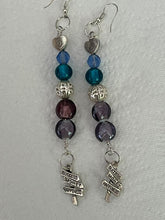 Load image into Gallery viewer, Pair of Handmade Bespoke Silver Plated Beaded Dangle Earrings - Success Money Happiness
