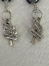 Load image into Gallery viewer, Pair of Handmade Bespoke Silver Plated Beaded Dangle Earrings - Success Money Happiness
