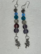 Load image into Gallery viewer, Pair of Handmade Bespoke Silver Plated Beaded Dangle Earrings - Success Money Happiness
