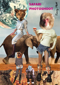 Printed Card - Humorous Surreal Collage - SAFARI PHOTOSHOOT