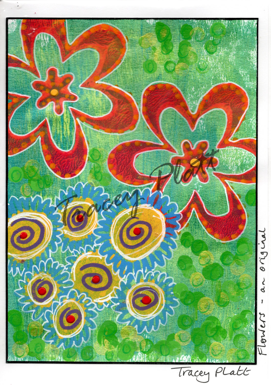 ORIGINAL MIXED MEDIA ART CARD - Flowers