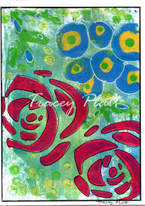 ORIGINAL MIXED MEDIA ART CARD - Flowers