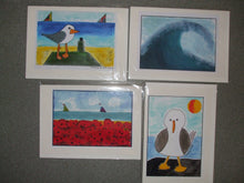 Load image into Gallery viewer, PACK OF 4 PRINTED CARDS - Cornish Scenes - Wave, Seagulls, Sea
