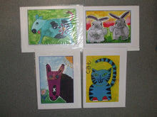 Load image into Gallery viewer, PACK OF 4 PRINTED CARDS - Animals - Rabbits, Dog, Horse, Cat
