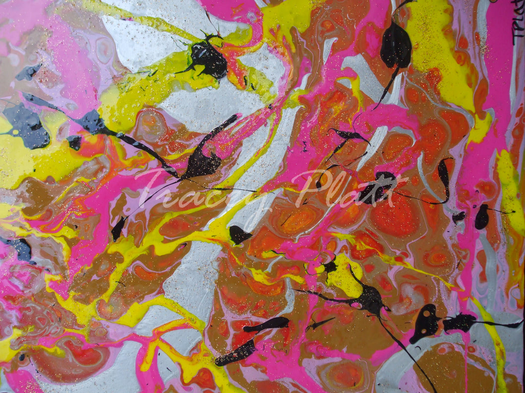 ACRYLIC FLOW ART DRIP PAINTING ON CANVAS - Stick of Rock