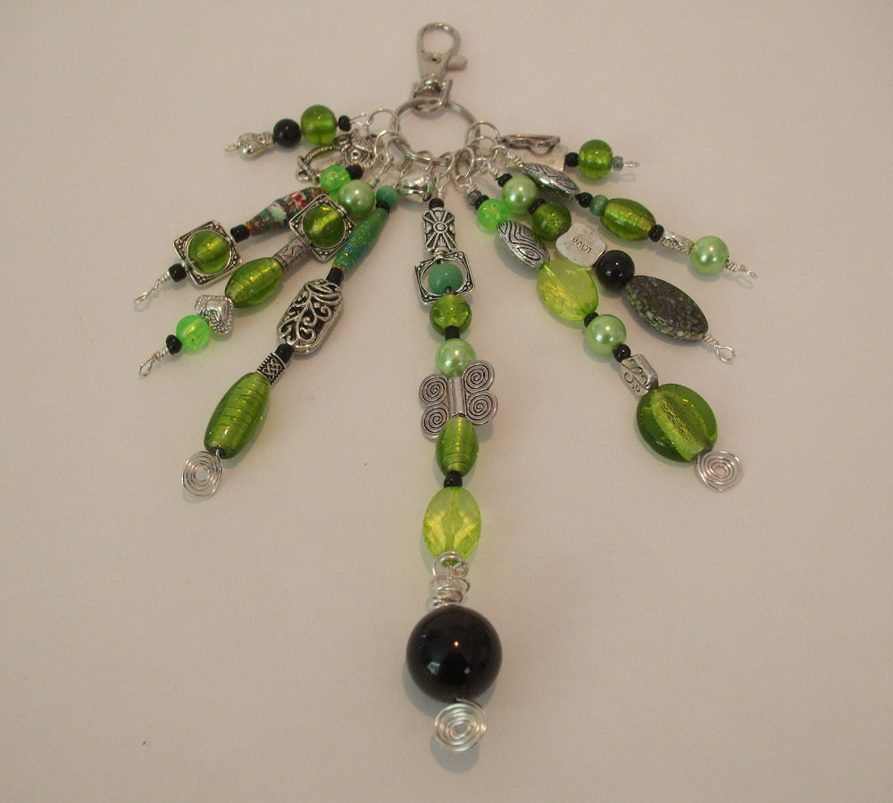 HANDMADE LUCKY BEAD & CHARM DANGLE - Acid Green