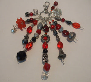 HANDMADE LUCKY BEAD & CHARM DANGLE - Red