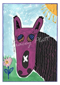 ORIGINAL MIXED MEDIA ART CARD - Horse With The Band Aids