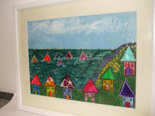 Load image into Gallery viewer, MIXED MEDIA COLLAGE IN FRAME - Houses by the Sea, Cornwall
