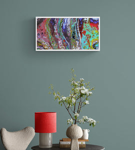 ACRYLICS FLOW ART PAINTING ON CANVAS IN FRAME - Colourbow