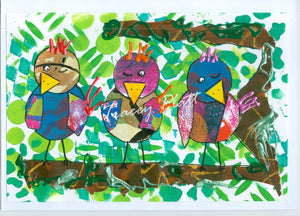 PRINTED CARD - Three Birds In A Tree