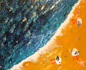 IMPASTO ACRYLICS ON CANVAS - Seagulls on Cornish Beach