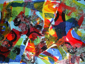 UNFRAMED MOUNTED MIXED MEDIA COLLAGE ON PAPER - Explosion 1