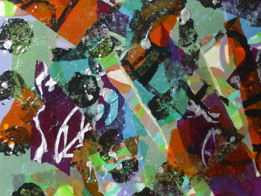 UNFRAMED MOUNTED MIXED MEDIA COLLAGE ON PAPER - Explosion 2