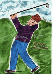 HAPPY BIRTHDAY - PRINTED CARD - Golf