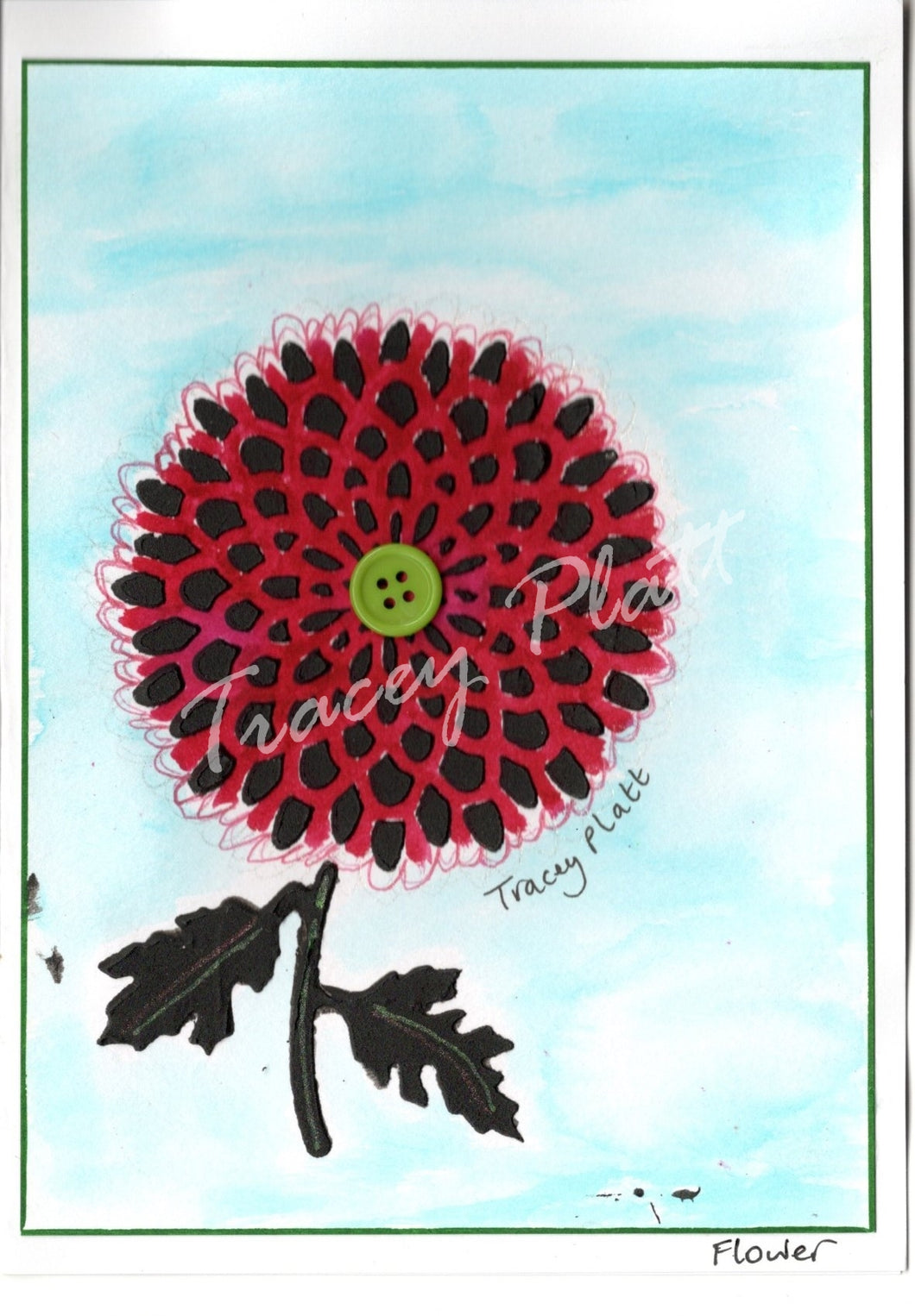 ORIGINAL MIXED MEDIA ART CARD - Flower